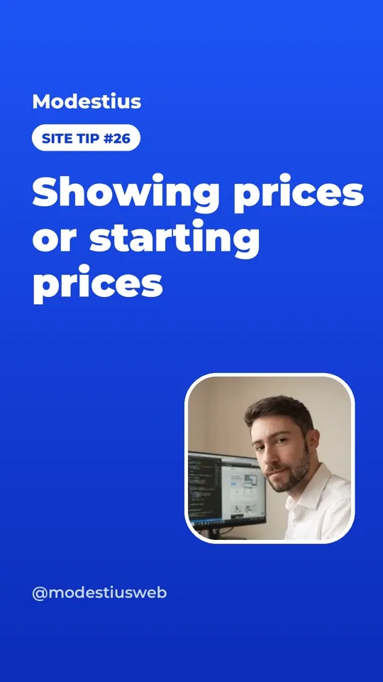 Showing prices or starting prices