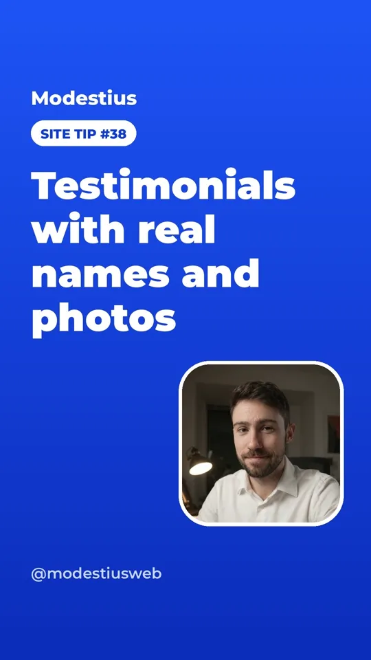 Testimonials with real names and photos
